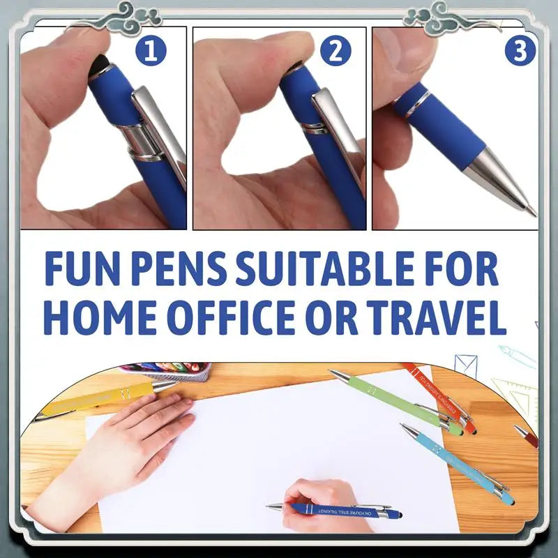 10 Pieces Office Pens Funny Pens Demotivational Sarcastic Ballpoint Pens Macaron Touch Stylus Pens For Office, Black